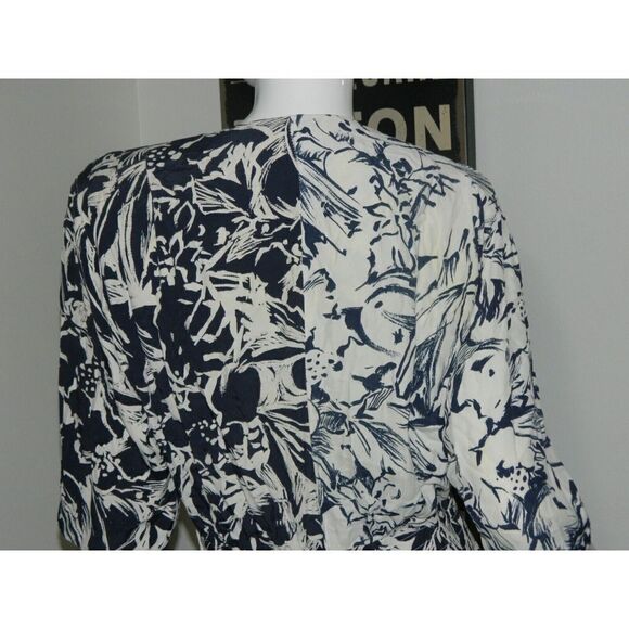 Barbara Barbara Dress Size Large Vintage‎ Blue White 80s Party Faux Wrap Dress - Picture 4 of 11